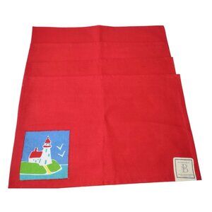 Newbridge Canvas Nautical Lighthouse Placemats Set of 4 NEW Red Coastal